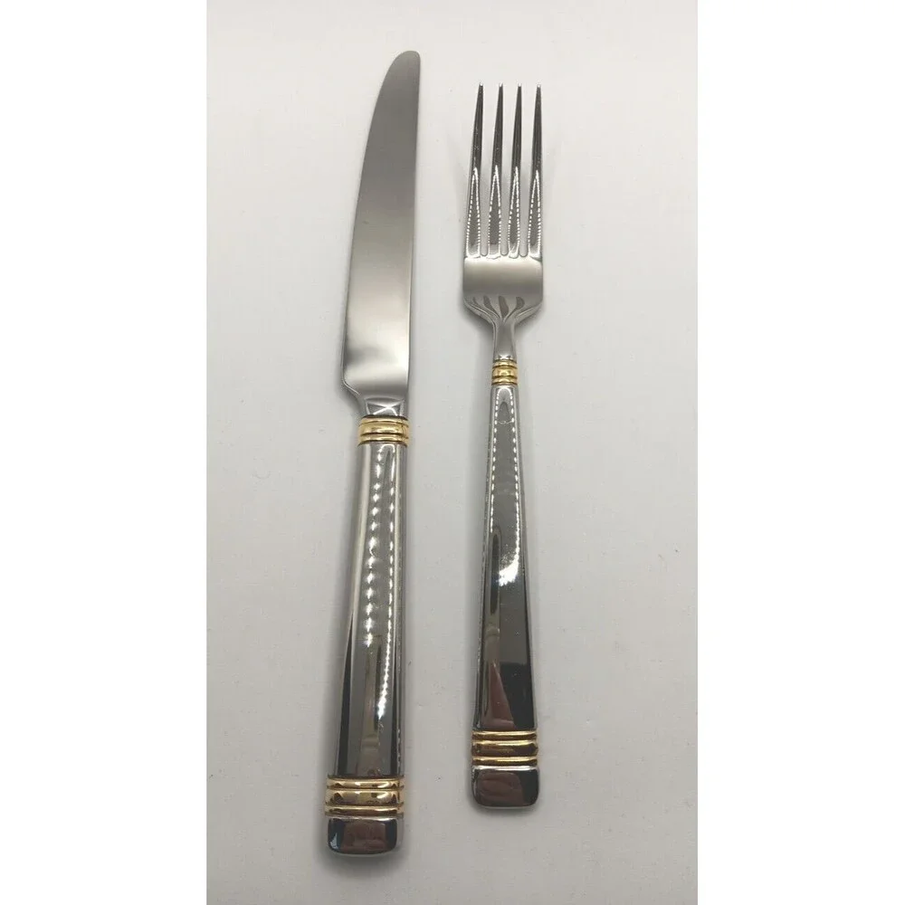 Reed & Barton Golden Longwood Place Knife & Fork 18/10 Stainless Korea Flatware